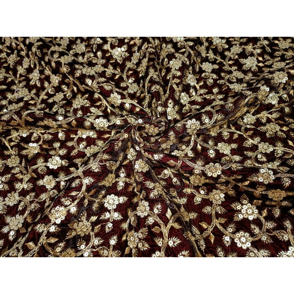 Embroidered Micro Velvet Fabric 44" wide sold by the yard Available in four colors