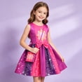 thumbnail image 4 of Pink Purple Superhero Spider Dress Costume with Eye Mask Bag for Festive Halloween Party Cosplay Outfit 110, 4 of 7