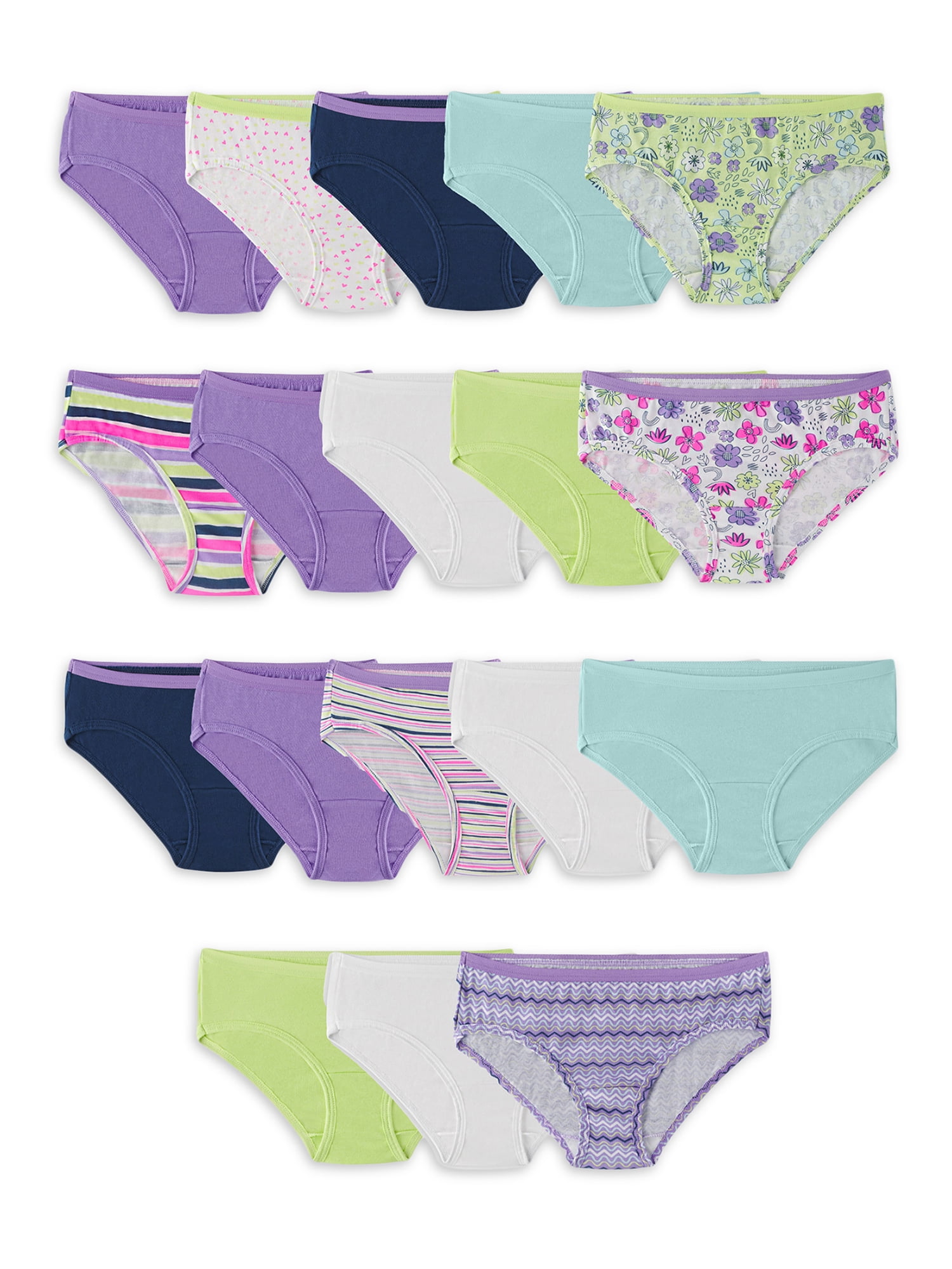 Fruit of the Loom Girls Underwear, EverSoft Cotton Hipsters 14+4 Bonus