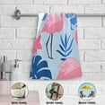 thumbnail image 6 of Cartoon Flamingos Flowers Palm Leaves Hand Towel Absorbent Bath Towels for Bathroom Sports Gym 28" x 14" Set of 2, 6 of 8