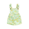 thumbnail image 2 of Aojekbee Little Girl Suspender Jumpsuit Floral Print Pocket Front Sleeveless Overalls Shorts, 2 of 10