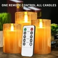 thumbnail image 7 of KONEE Flickering Flameless Candles, Glass LED Candles Battery Operated with Remote and Cycling 24H Timer, Flameless Wax Pillar Candle Moving Wick Yellow Light Candles for Party, Wedding, Set of 3, 7 of 7
