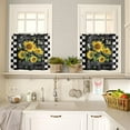 thumbnail image 4 of Sunflower Kitchen Curtain Valance and Tiers Set Farmhouse Flower Summer Rod Pocket Kitchen Tier & Valance Set 3 Piece Retro Black White Buffalo Plaid Window Curtain Valance Tier Set 54 in x 24 in, 4 of 5