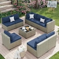thumbnail image 2 of Amopatio 9 Pieces Patio Conversation Set, Outdoor Sectional PE Rattan Wicker Furniture Seat,NAVY, 2 of 9