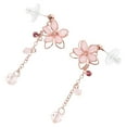 thumbnail image 4 of 1 Paire de Boucles d'Oreilles Goutte à Goutte en Résine Fleur de Cerisier (Rose), 4 of 8