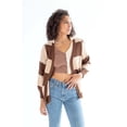 thumbnail image 2 of Brown and Beige Check Cardigan - Women's Knit Sweater, Long Sleeve, 2 of 4