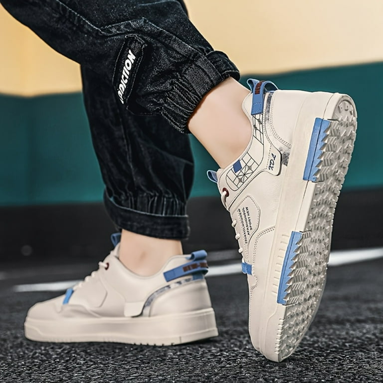 WCIZIHEB Men s Trendy Street Style Color Block Skateboard Shoes Comfy Non Slip Lace Up Casual Platform Sneakers For Men s Outdoor Activities Walmart