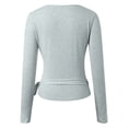 thumbnail image 3 of Kiijoy Girl's Tie Wrap Top Solid Long Sleeve V Neck Ballet Dance Yoga Tshirt, Grey, 9-10 Years, 3 of 6