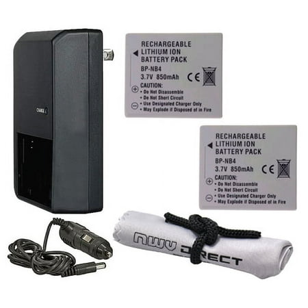 Canon PowerShot SD960 IS High Capacity Batteries (2 Units) + AC/DC Travel Charger + Nwv Direct Microfiber Cleaning Cloth.