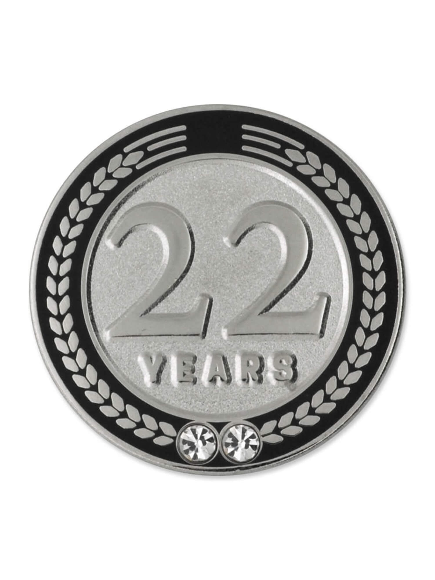 PinMart 22 Years of Service Award Employee Recognition Gift Lapel Pin Black 