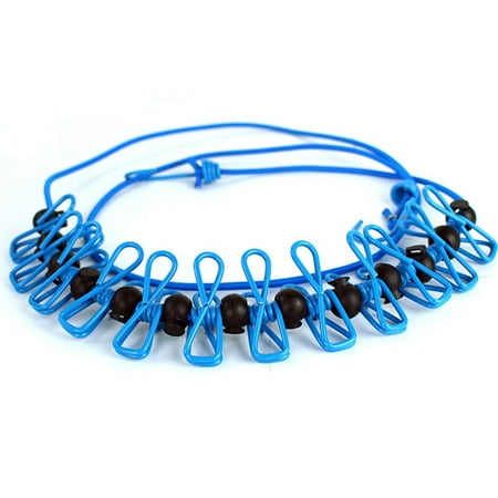 

Clips Portable Outdoor/Indoor Camping Travel Flexible Clothesline Rope 12 Pegs