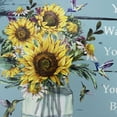 thumbnail image 4 of Sunflower Hummingbird Wall Art Canvas Inspirational Quotes Poster Print Modern Farmhouse Yellow Flower Teal Vase Vintage Wood Artwork Decor Bathroom Bedroom Living Room Wall Hanging 16x12Inch, 4 of 6