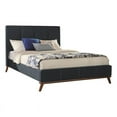 thumbnail image 2 of Fabric Upholstered Queen Size Bed with Channel Tufting Blue and Brown, 2 of 5