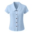 thumbnail image 5 of Summer Sales Womens Summer Tops Going‑Out Button‑Down Short Sleeve Loose‑Fit Casual Blouse Shirts for Women, 5 of 5