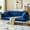 Blue, variant on Leumius Velvet Futon Sofa Bed Mid-Century Modern Adjustable Backrest with Pillows, Gray/Gold