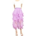 thumbnail image 2 of Caoirhny Women Layered Tulle Long Skirt, Fashion High Waist Solid Color Frill Trim Ruffle Midi Skirt, 2 of 9