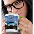 thumbnail image 2 of 3drose, Photo of Waves Crashing on the Shore of the Coast of Aruba., 11oz Two-tone Green Mug, 2 of 6