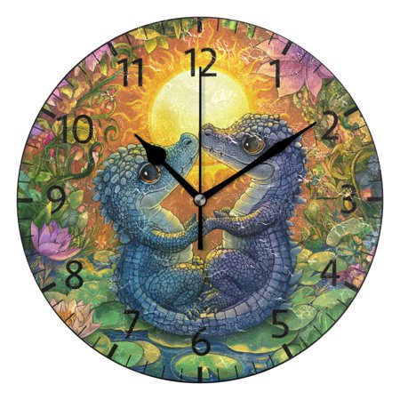 YAZAOO Decorative Wall Clock Size:25cm Lovers in Bloom Design Pattern Clock