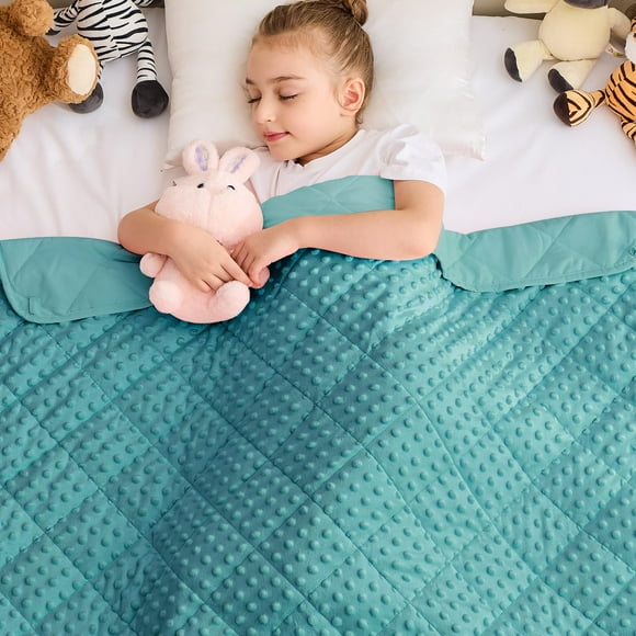 yescool Weighted Blanket 5 Pounds Teal Heavy Blanket for Sleeping, Microfiber Weighted Throw Blanket Breathable Warm Fleece Minky Blanket for 40-60lbs, 36""x48""