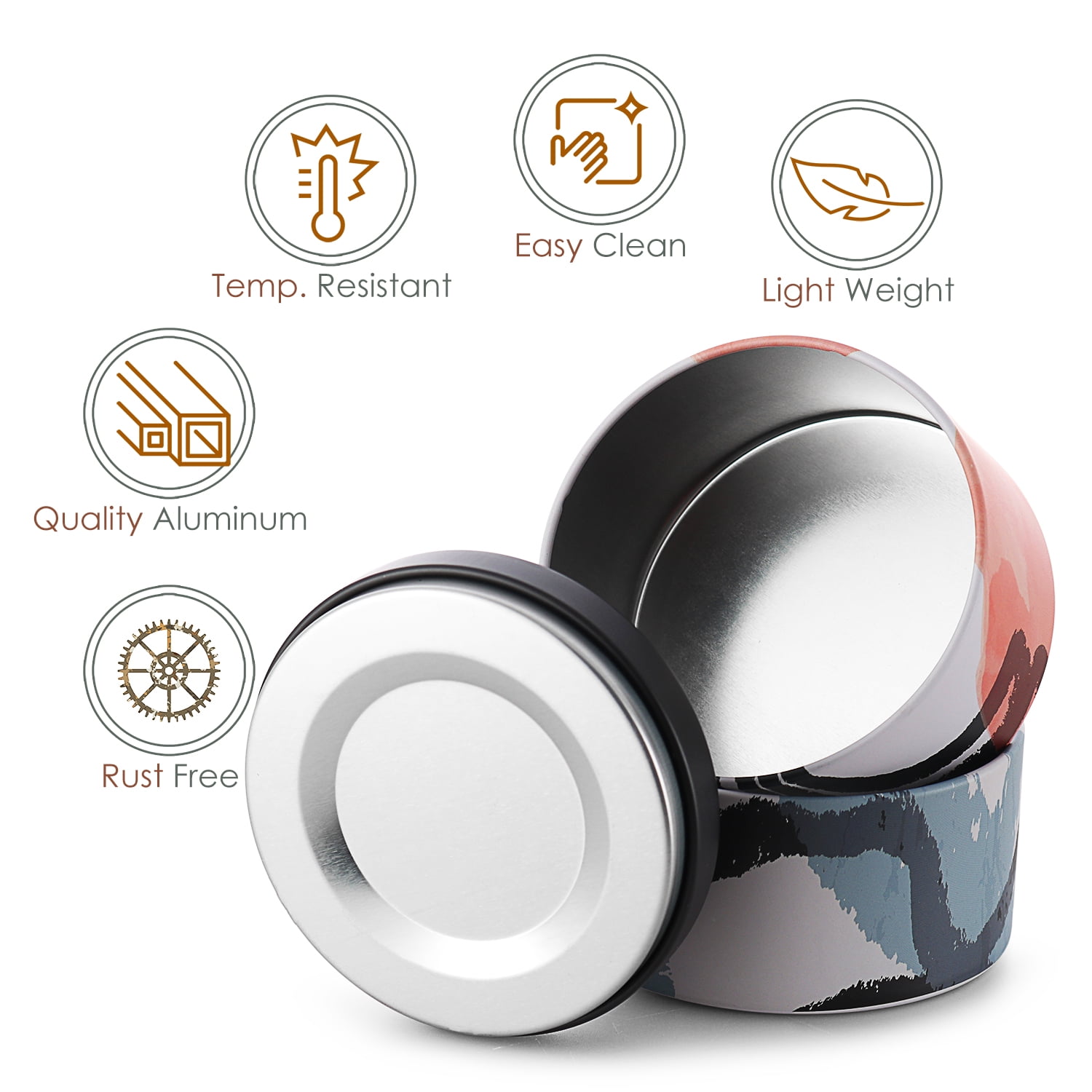 Hearth & Harbor 8 Oz, 24 Pack Painted Illustration DIY Candle Containers with Lids - Tin Candle Jars for Making Candles - Metal Candle Jars - Bulk Tins Storage for Candle