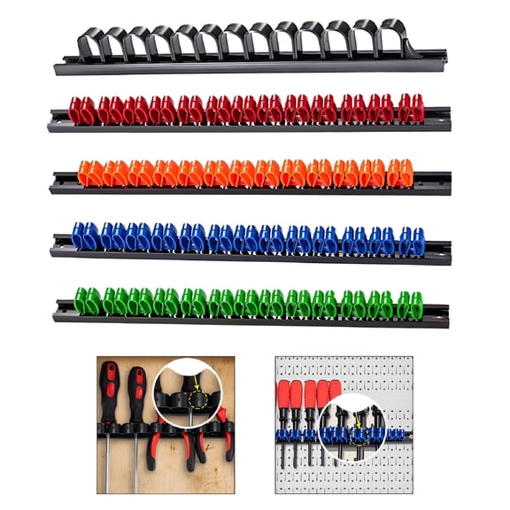 XIBUFE 2026 New Wall Mount Wrench Organizer Screwdriver Holder Tool Rail Rack Fit Most Sizes for Garage, Workshop, Shed, Toolbox