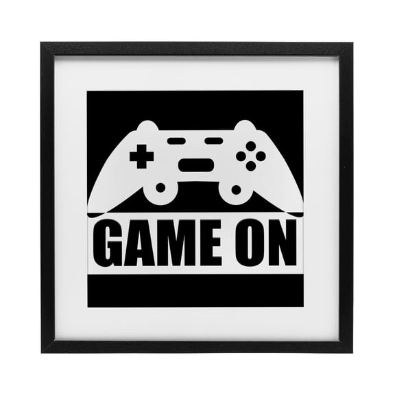 Stupell Industries Contemporary Game On Retro Black & White Black Framed Print Under Glass, 13 x 13, by Kim Allen