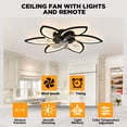 thumbnail image 5 of GCGAFUL 30.7 Inch Dimmable Ceiling Fan with Light and Remote, Low Profile Black Fan with 3CCT, Flower LED Light for Bedroom Kitchen, 5 of 9