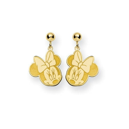 Jewelryweb Gold-plated SS Disney Minnie Dangle Post Earrings