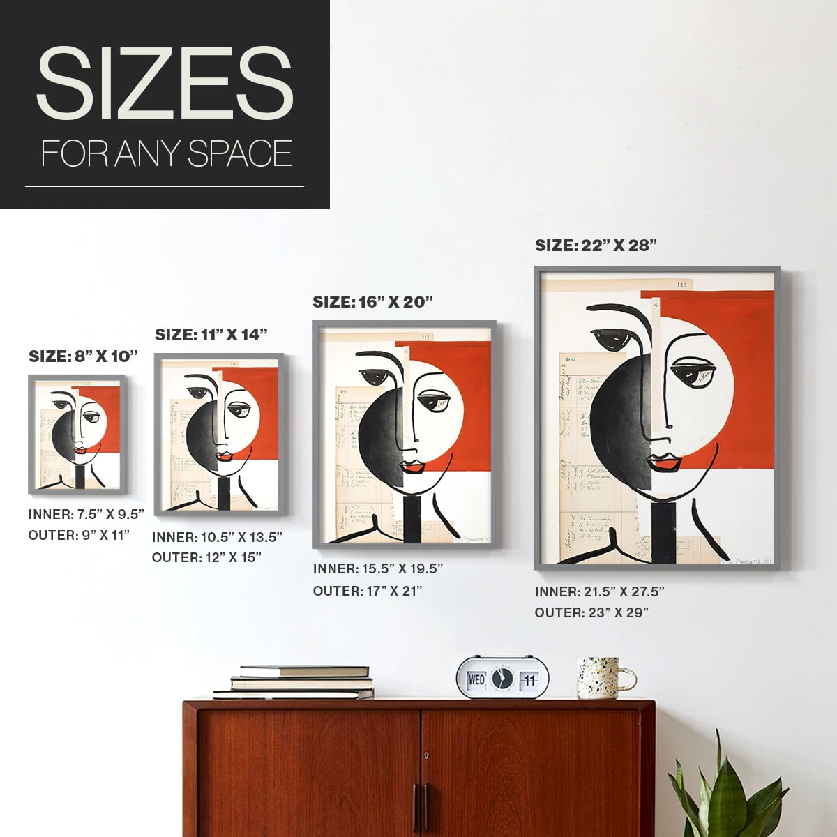 Faces of A Century IV in Paper Solid Wood 8 x 10 Framed Print