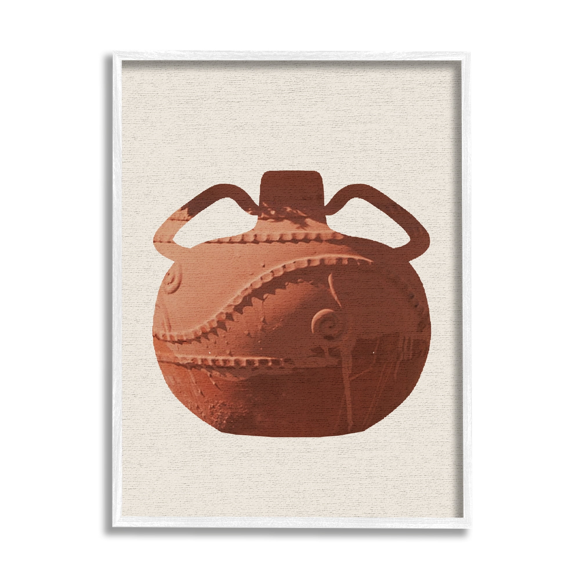 Stupell Industries Ancient Clay Urn Modern Still Life Brown Pottery Paintings White Framed Art Print Wall Art, 24x30, by Daphne Polselli