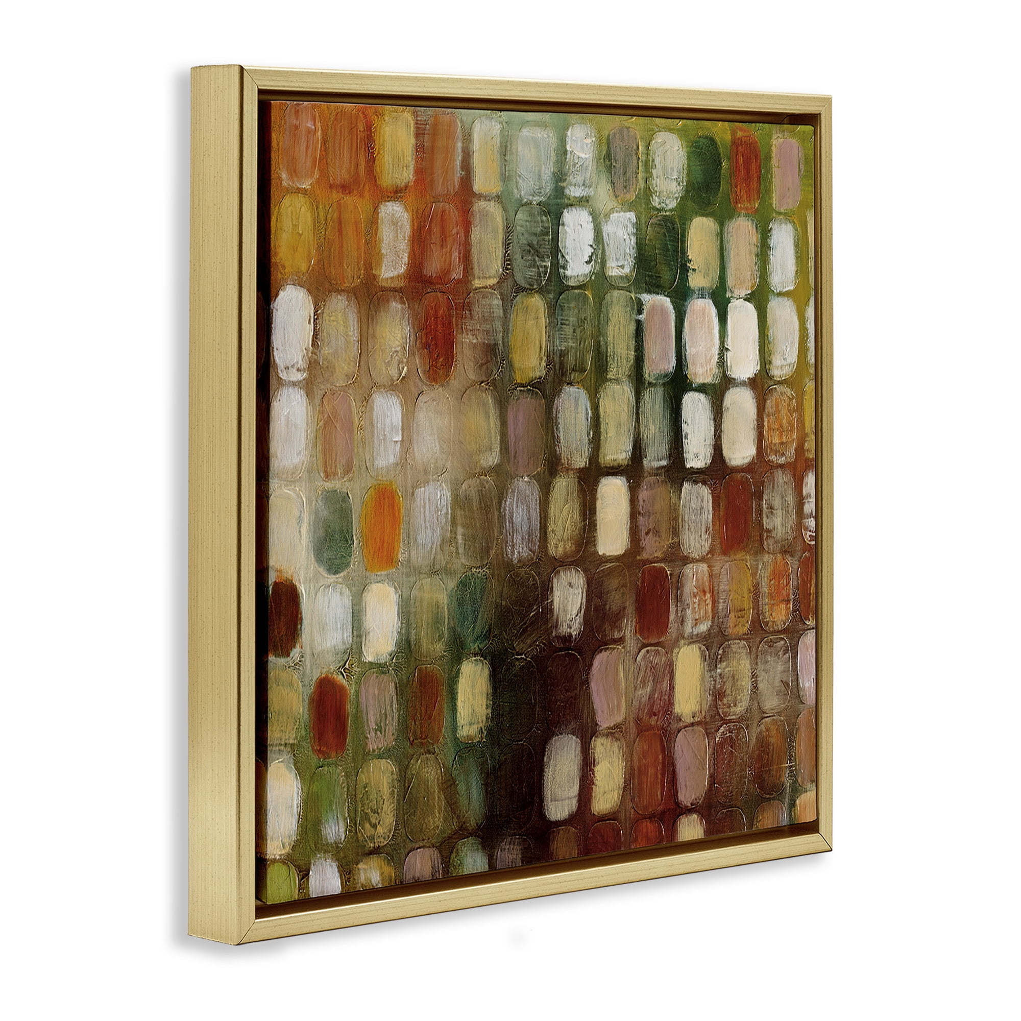 Stupell Industries Earth Tone Oval Abstraction Abstract Painting Gold Floater Framed Canvas Art Print Wall Art, 25 x 25