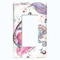 thumbnail image 2 of Metal Light Switch Wall Plate Outlet Cover (Mermaid Seahorse Pattern Glitter Print Pastel - Single Rocker), 2 of 2