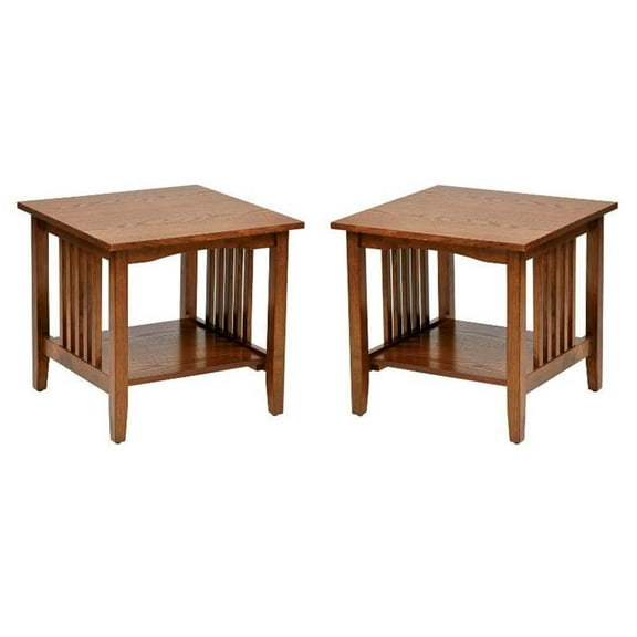 Home Square Engineered Wood End Table in Ash Brown Finish - Set of 2