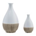thumbnail image 3 of Sagebrook Home Ceramic 11"h 2-tone Teardrop Vase, Creme/White, 3 of 7