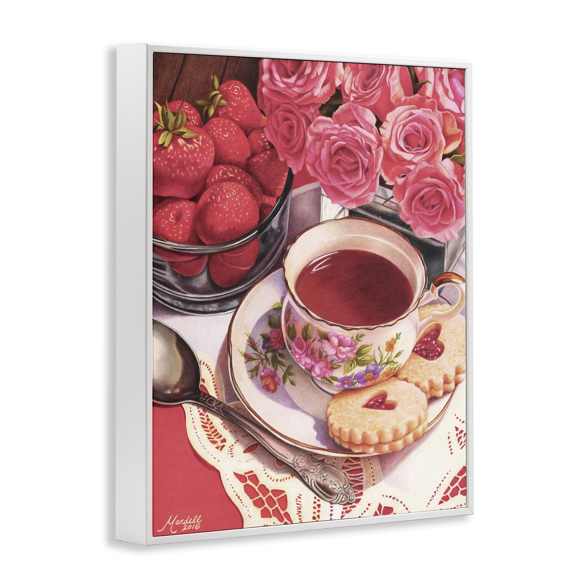 Stupell Industries Valentine's Day Tea Food & Beverage Painting White Framed Art Print Wall Art, 16 x 20
