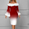 thumbnail image 1 of Qiopertar Robe Asymétrique à Manches Longues Patchwork de Noël pour Femmes en Solde à Moins de 5$, 1 of 8