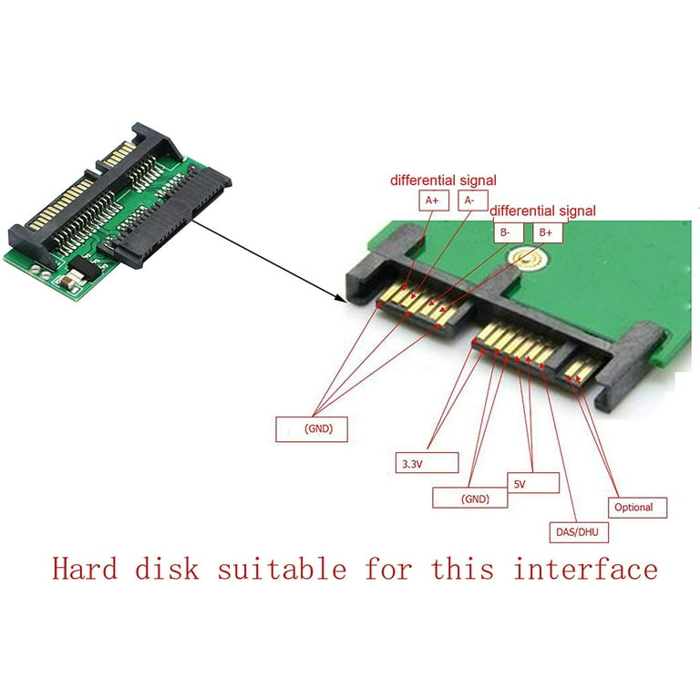 1.8 Micro SATA Serial ATA HDD SSD 16 to 22 Pin 2.5 SATA Adapter Converter