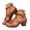 Brown, variant on Women's T-Strap Block Heel Platform Sandals Open Toe Adjustable Ankle Strap Comfortable Dress Shoes Gold Size 7