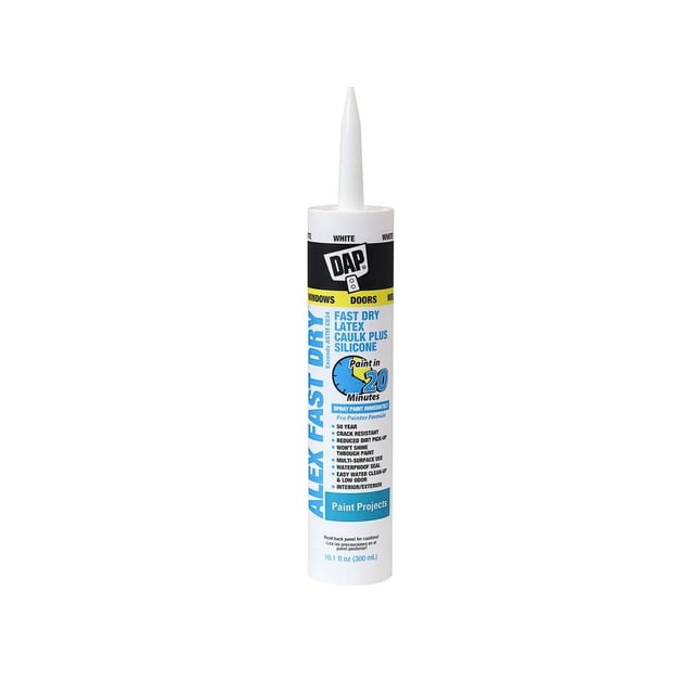 Látex acrílico de secado rápido Caulk DAP Alex más silicona, 10.1 oz, paquete de 12