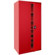 Sandusky Lee 36"W x 18"D x 72"H 5-Shelf Freestanding Steel Storage Cabinet with Recessed Handle, Red