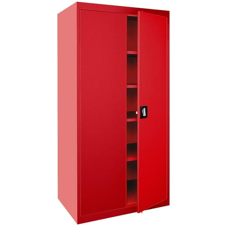 Sandusky Lee 36"W x 18"D x 72"H 5-Shelf Freestanding Steel Storage Cabinet with Recessed Handle, Red