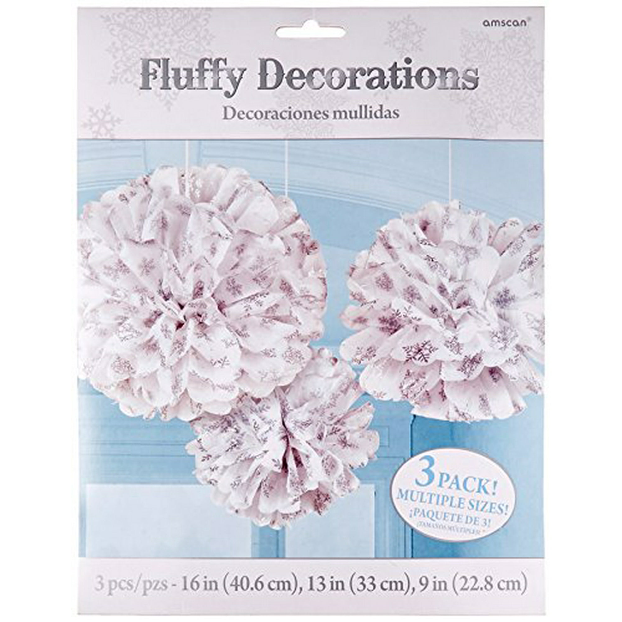 Amscan Winter Wonderland Christmas Fluffy Snowflake Pom Pom Party