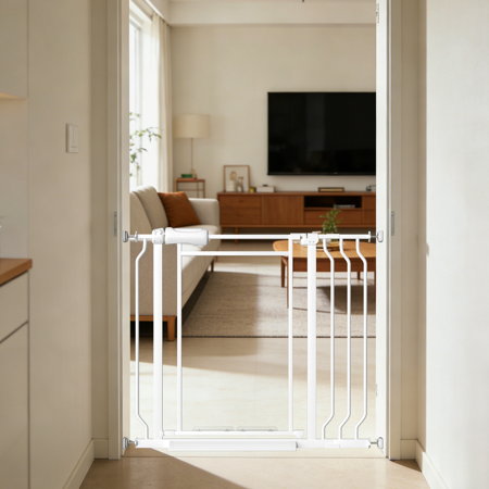 Fairy Baby Triple Lock Baby Gate with Clear Acrylic Panel - Adjustable 29-37 Wide Pressure Mount for Stairs Doorways