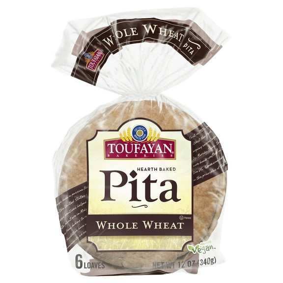 Toufayan Whole Wheat Pita Bread, 6 Fresh Hearth Baked Loaves