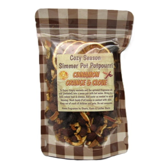 Shoots, Roots & Leather Boots Cinnamon Orange Clove Simmer Potpourri 3.5 oz Bag with 2ml Oil Vial Orange Clove Cinnamon Home Aroma