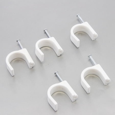 500 Round 1 Inches (25 mm) Cable Wire Clips Cable Management Cord Tie Holder Coaxial Nail in Clamps Tacks
