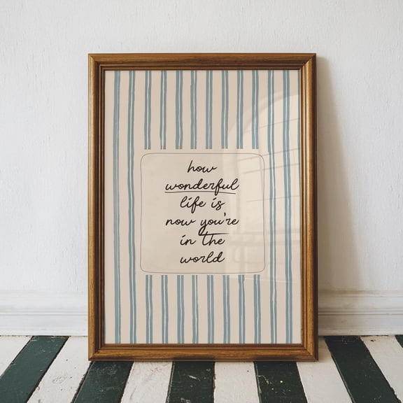 Vintage Blue Stripes Nursery Quote Instant Baby Boy Room Print Home Decor Office Wall Art