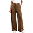 thumbnail image 2 of Womens Work Pants Womens Pants Casual Ndbuld Women's Wide Leg Dress Pants High Waisted Business Casual Work Trousers With Pockets Loose Straight Leg Office Pants For Women Coffee,XXL, 2 of 9