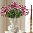 thumbnail image 5 of Cififendec Simulation Flowers Plastic Flowers Fake Silk Colorful Flower Bouquet Outdoor Autumn Decoration Realistic UV Outside Faux Plants for Garden Porch Home(Pink), 5 of 5