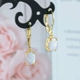 thumbnail image 3 of 18K Yellow Gold Plated 6*8mm Oval White Fire Opal Birthstone Leverback Earrings for Women, 3 of 5